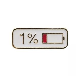 Electricity 1% Enamel Pin, Metal Pin, Red and White, 1% Battery People